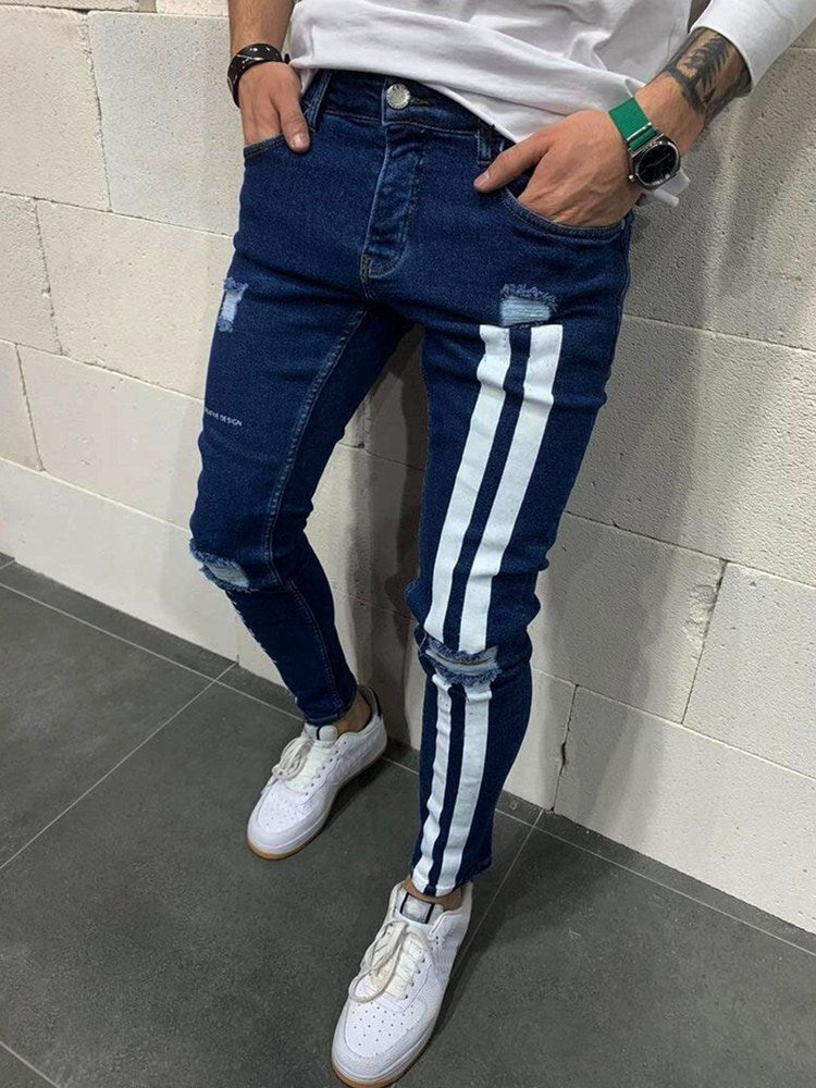 Jeans Con Estampado De Líneas