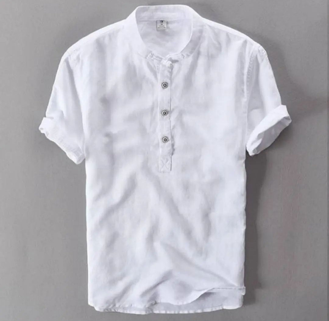 Men's Linen And Cotton Short Shirt