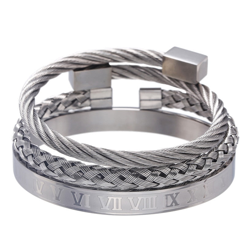 Stainless Steel Bracelet For Men Set/3unds
