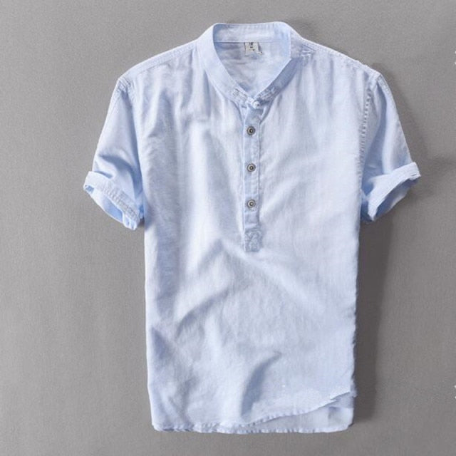 Men's Linen And Cotton Short Shirt
