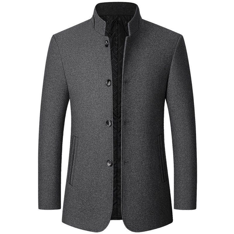 Wool Jacket With Stand Collar