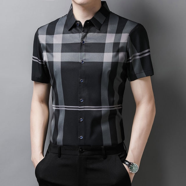 Men's Short Sleeve Silk Shirt
