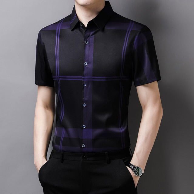 Men's Short Sleeve Silk Shirt