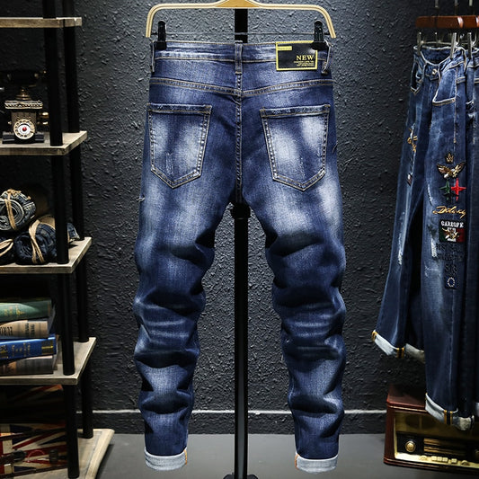 Men's Stitching Embroidery Jeans