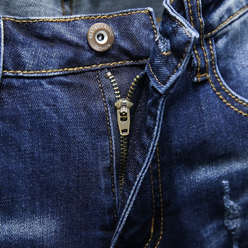 Jeans Con Bordado De Costura Para Hombre