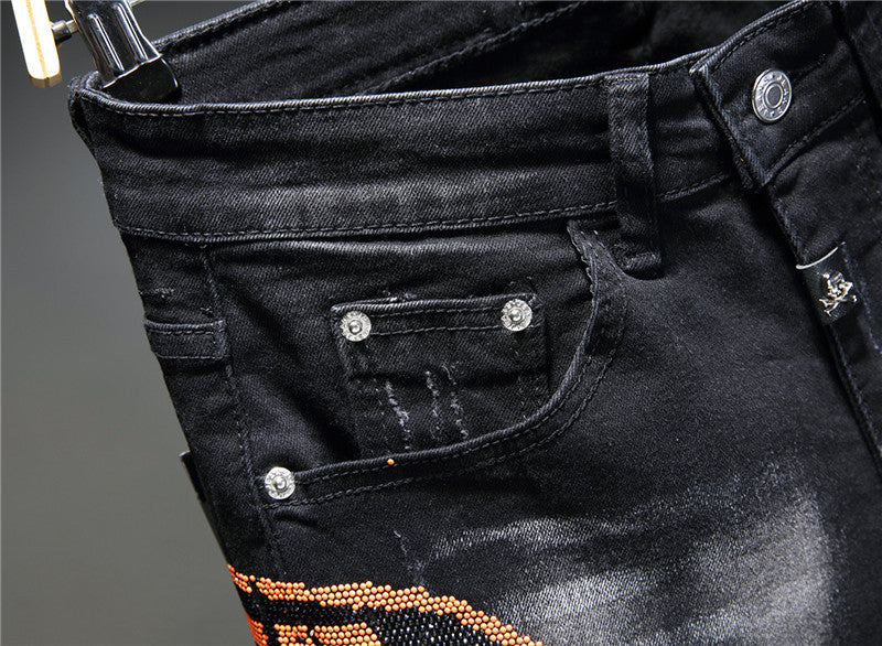 Jeans De Estilo Europeo Con Estampado Para Hombre