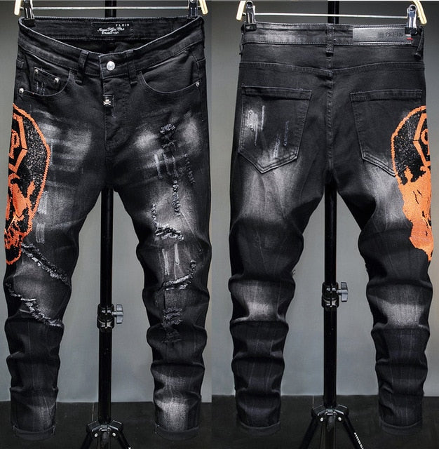 European Style Printed Jeans For Men